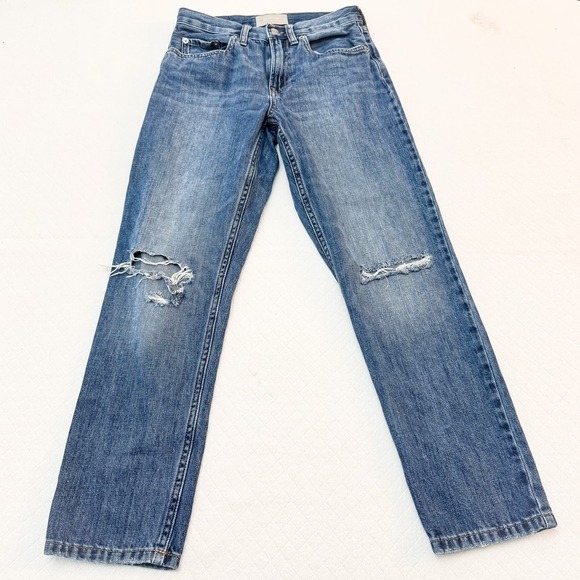 Everlane The Summer Jean Med Wash Denim Ripped Knees Size 24 - Picture 2 of 7
